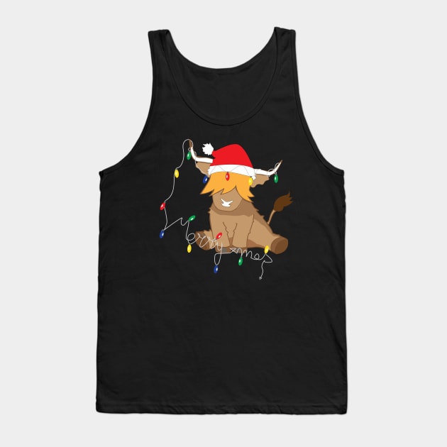 Cute highland cow christmas t shirt Tank Top by ayelandco